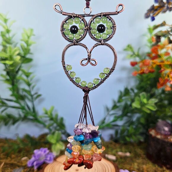 Handmade Green Aventurine Crystal Owl Décor #7 - Picture 1 of 2